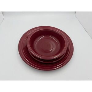 Fiesta Cinnabar Red 3 Piece Place Setting Dinner Plate Salad Plate Bowl HLC USA